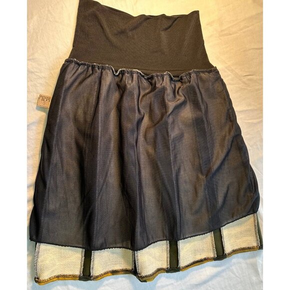 Y2K  EVA GERMAIN PARIS Unique Pattern black elastic High Waisted Skirt France - Picture 10 of 16